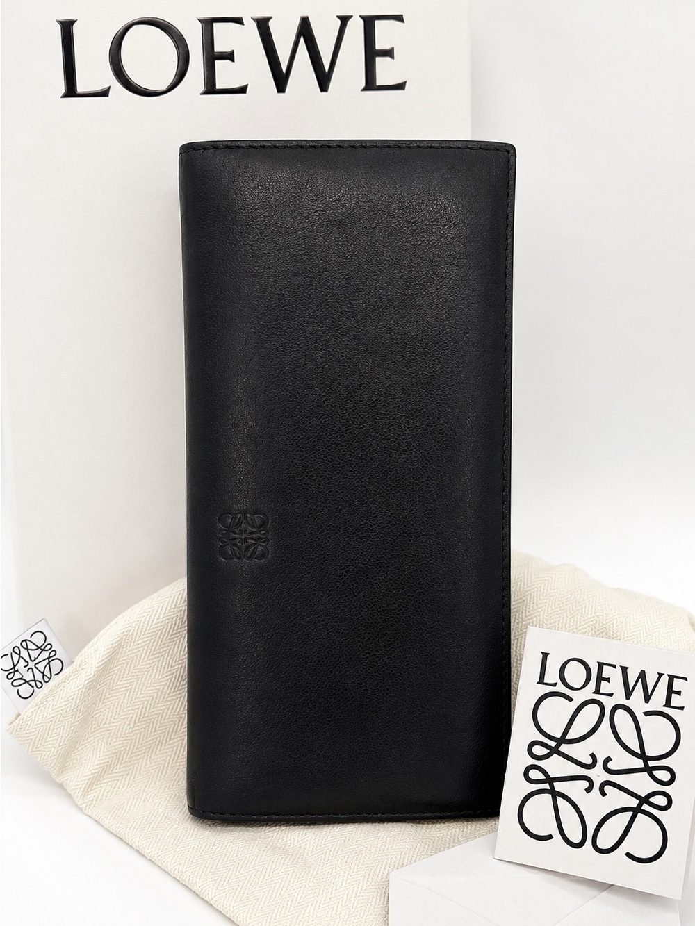 Loewe Black Leather Long Wallet Continental Wallet Made in Spain
